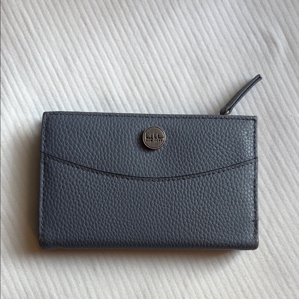 Gray Leather Multislot Wallet
